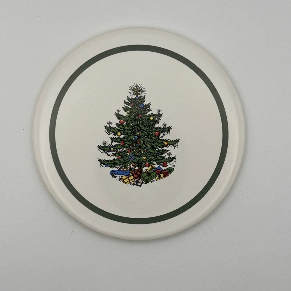Cuthbertson Christmas Tree Trivet Set 4 6in White Green Vintage England Tile‎